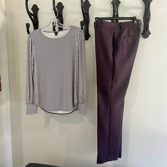 Ann Taylor Striped Blouse Top in Violet Medium - Picture 4 of 4